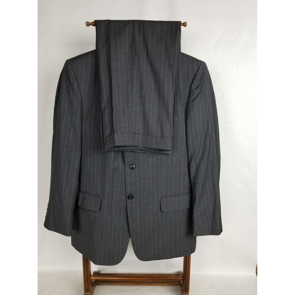 MEN'S ROBERTO VILLINI COUTURE DUAL VENT 100%WOOL SUIT SZ 40S GRAY W34X27 CUFFS
